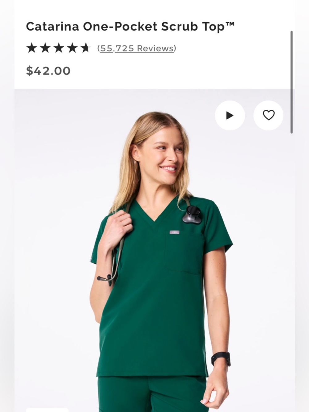 Figs Catarina One-Pocket Scrub Top Hunter Green XSmall Petite